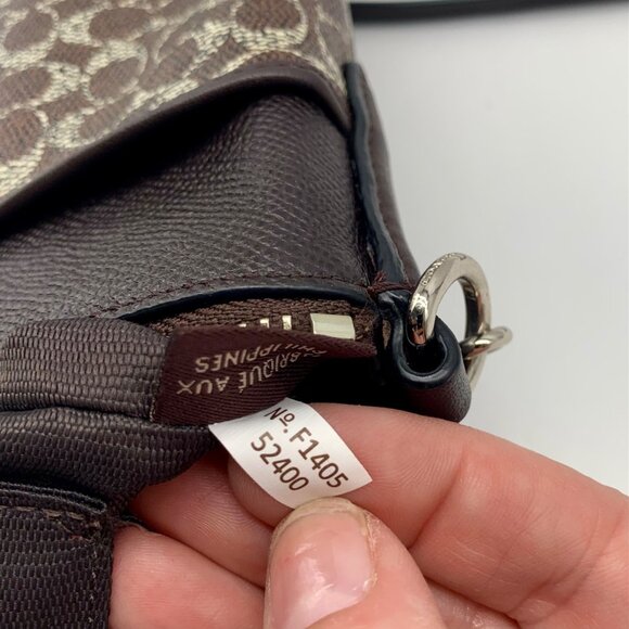 Coach Signature NS Brown Coated Canvas Swingpack Crossbody Bag F1405-52400 - Picture 12 of 12